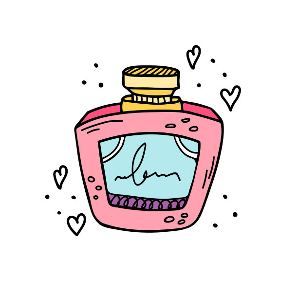 矢量插图与一瓶香水。配制香水。图片下载