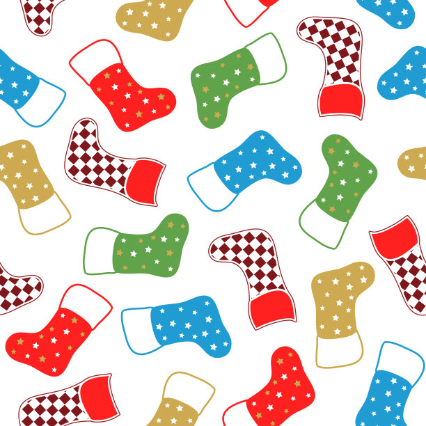 彩色圣诞袜无缝设计图片下载