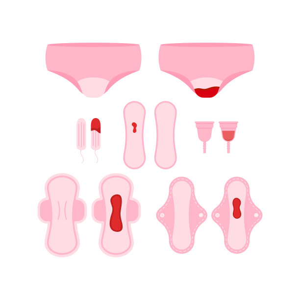女性月经垫脏和干净的图标矢量集图片下载
