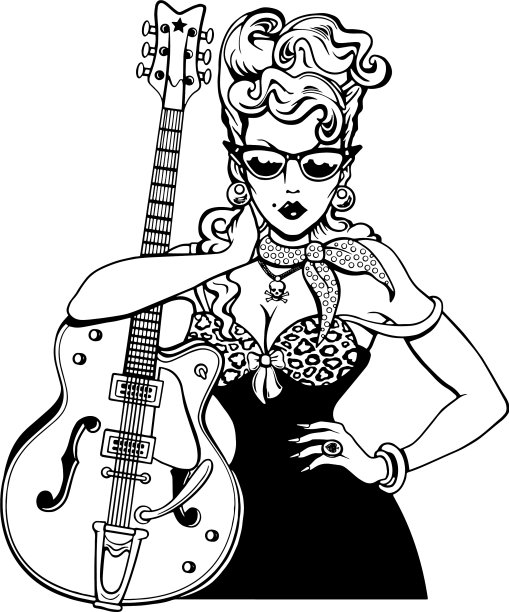 带着古典吉他的乡村女孩图片下载