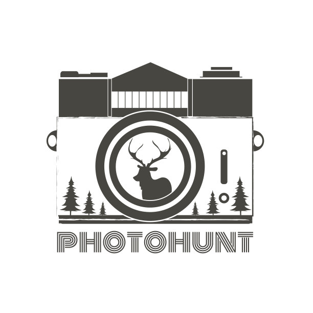 复古时尚的相机与鹿的轮廓图片下载