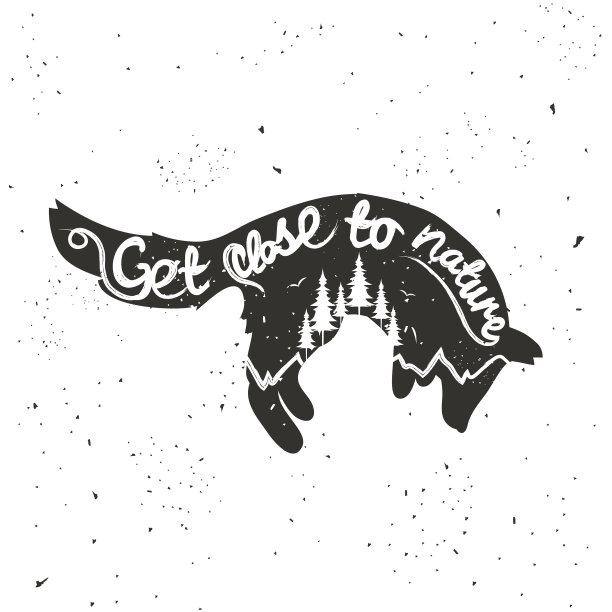 手绘排版与跳跃的狐狸图片下载