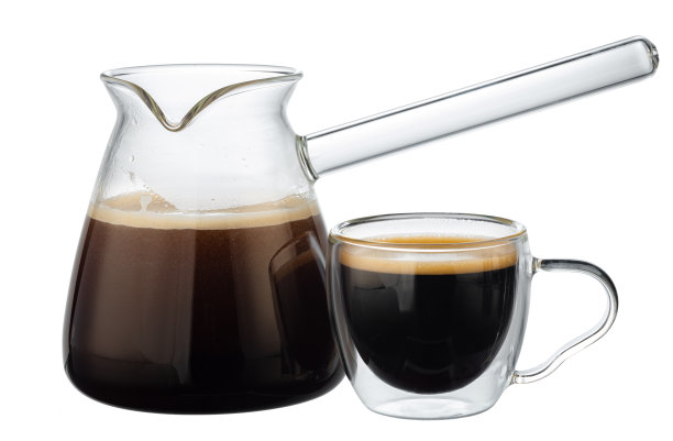 玻璃咖啡缸与咖啡隔离在白色图片下载