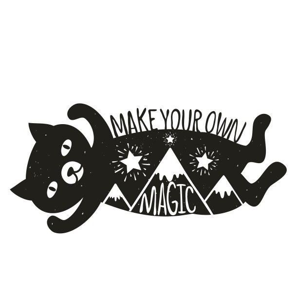 有趣的猫和山与闪亮的星星图片下载