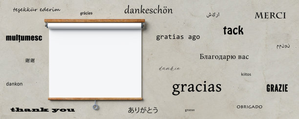 空白板与信息谢谢不同的语言- 3d插图图片下载