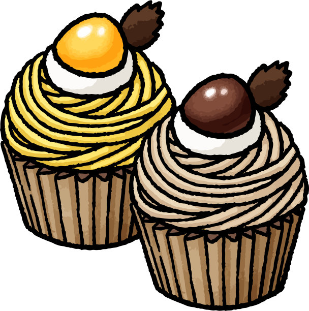 【美食插画素材】勃朗峰蛋糕手绘矢量插画图片下载