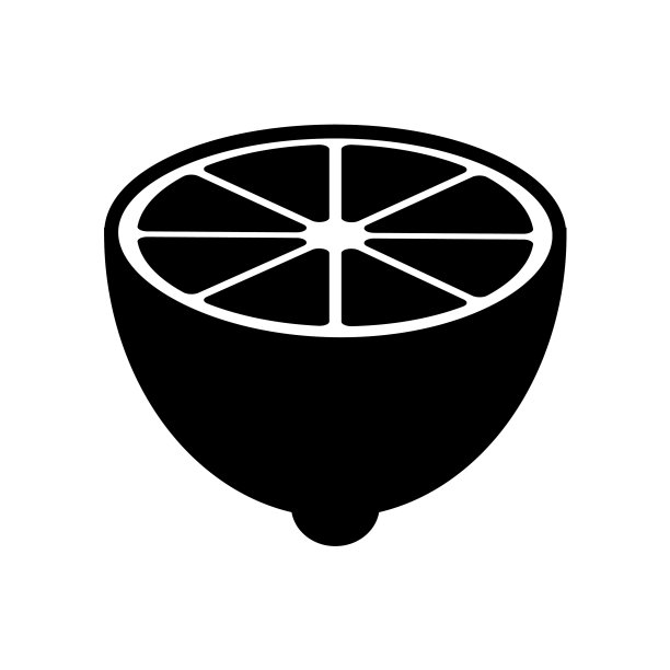 柠檬图标黑色新鲜柑橘半个柠檬图片下载