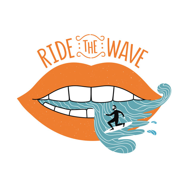带着冲浪者和女人的嘴唇骑浪图片下载