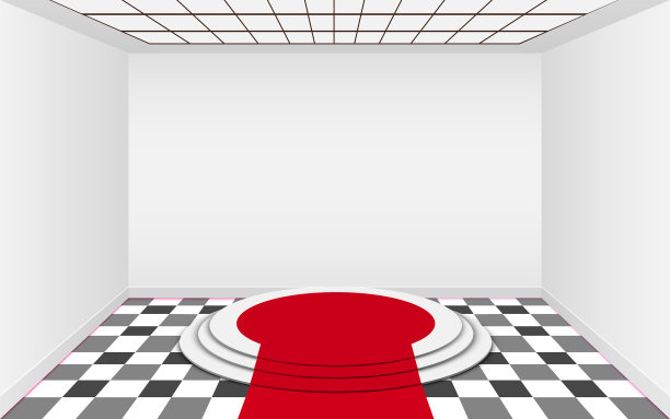 白色房间里的白色讲台和红地毯图片下载