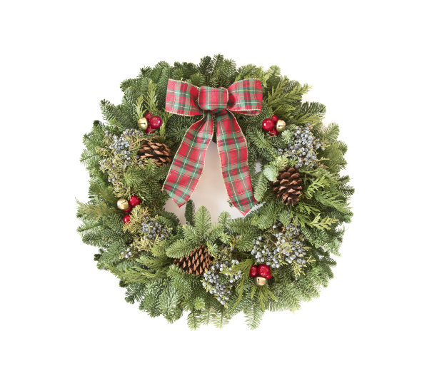 圣诞花圈孤立在白色图片下载