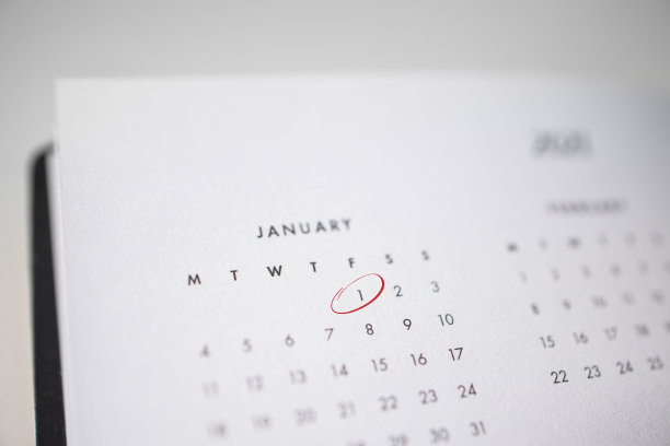 新年用红记号笔标记图片下载