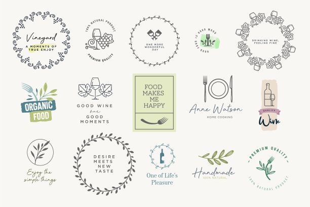 为食物和饮料设置标签和徽章图片下载