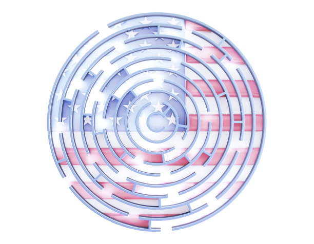 圆形迷宫中的美国国旗图片下载