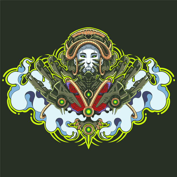 艺伎机器人吉祥物logo设计图片下载