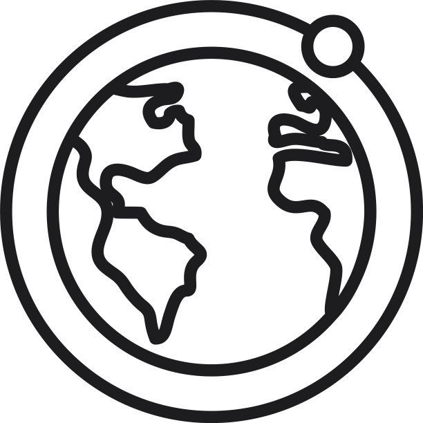 地球行星图标线条风格图片下载