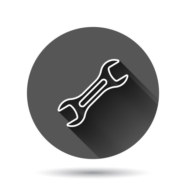 扳手图标在平面风格扳手的关键上黑色图片下载