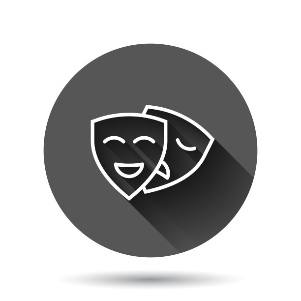 戏剧面具图标在扁平风格喜剧和图片下载