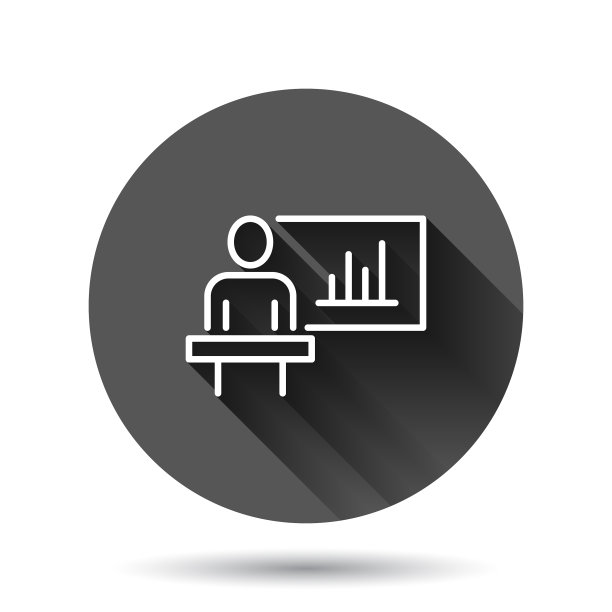 人在讲台上的图标在平直风格的扬声器上图片下载