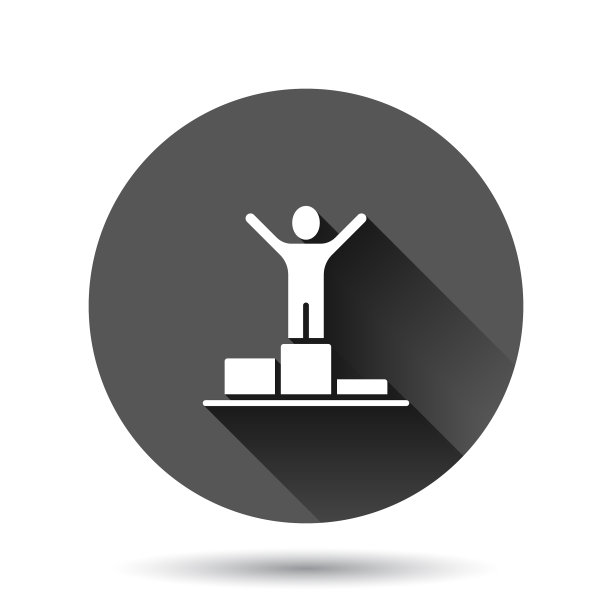 人们赢得图标在平坦的风格冠军在领奖台上图片下载