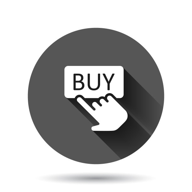 购买商店图标在平面风格的手指光标上图片下载