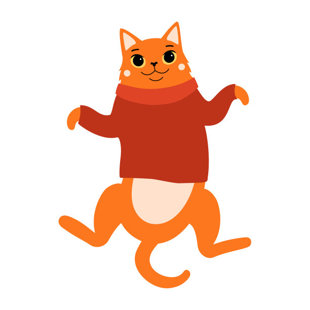 可爱的姜猫在温暖的红色毛衣孤立图片下载