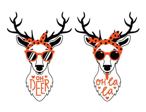 小鹿戴着红色的太阳镜和发带图片下载