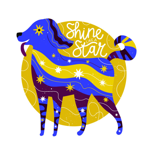 用快乐狗抽象打印星星和字母图片下载