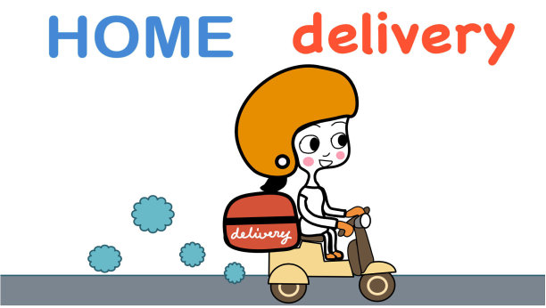 骑滑板车的送货女图片下载