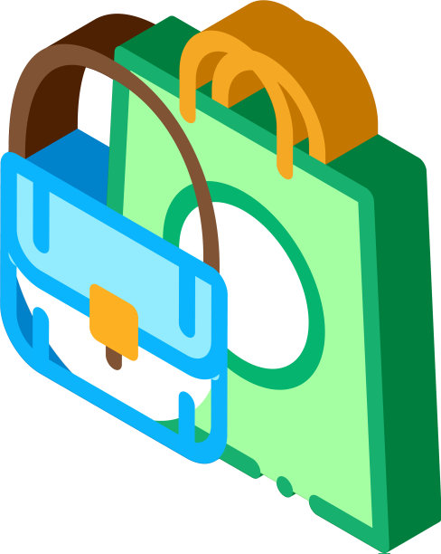 包时尚风格等距图标图片下载