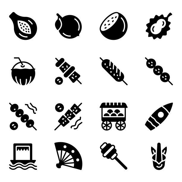 印度尼西亚食物字形图标集图片下载