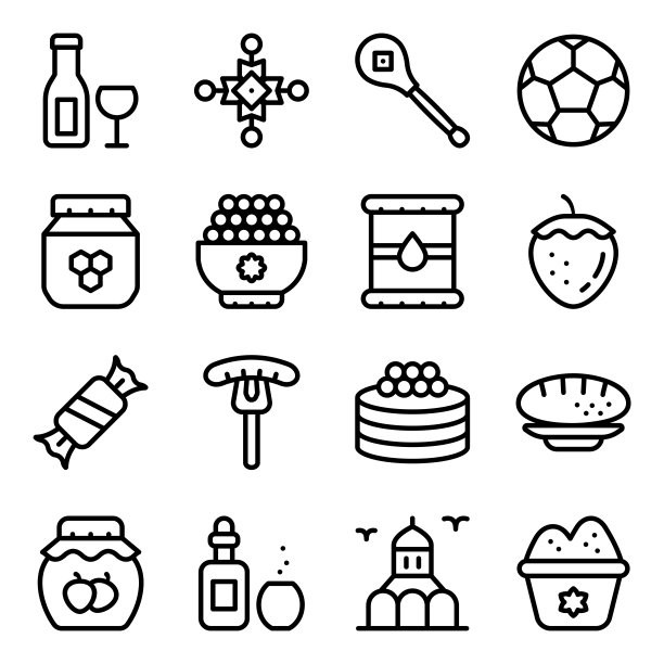 俄罗斯甜点固体图标包图片下载