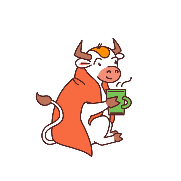 白牛杯热饮-中国新年标志或标志的儿童贴纸图片下载