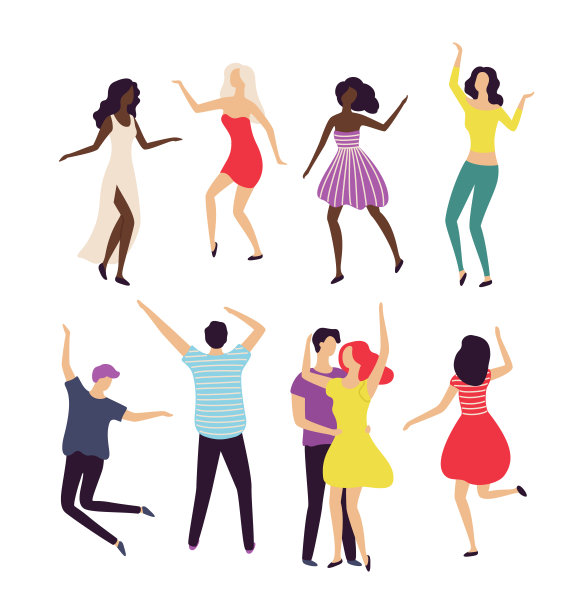 情侣舞蹈矢量素材图片下载