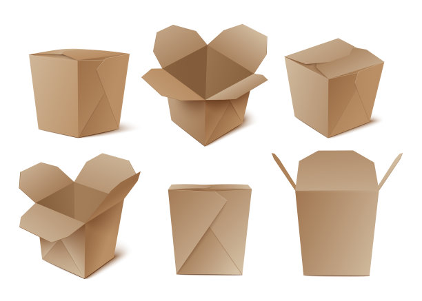 一套逼真的纸板箱图片下载