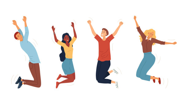 一组跳跃的快乐的人年轻有趣的青少年图片下载