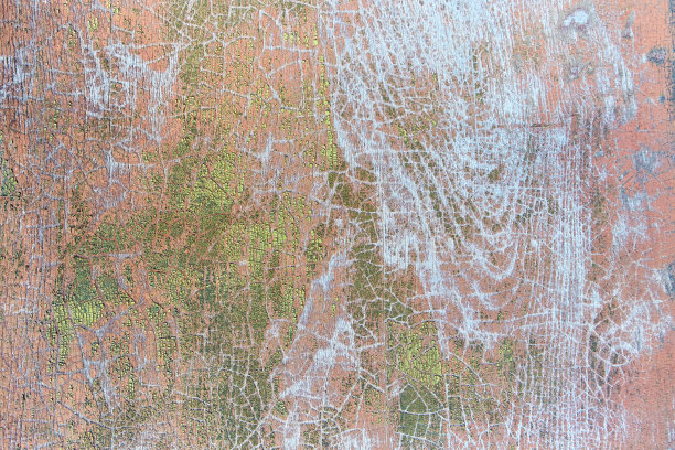 金色，棕色和绿色旧板与旧油漆裂缝，复古垃圾风格与裂缝表面背景为您的文本，装饰或广告模板，复古艺术图片下载