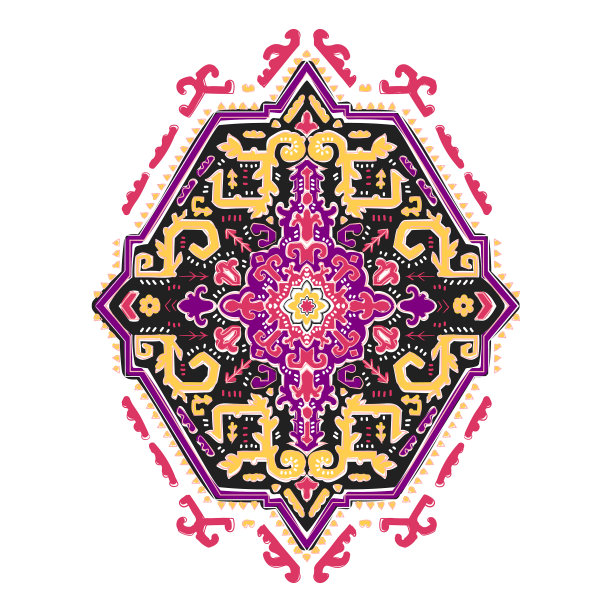 美丽的印度花涡纹装饰印花图片下载