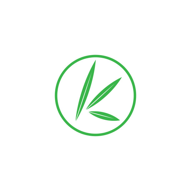 字母k绿色叶子圆形几何符号标志图片下载