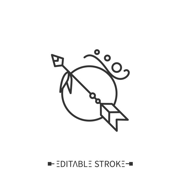 箭头和月亮线图标。可编辑的图片图片下载