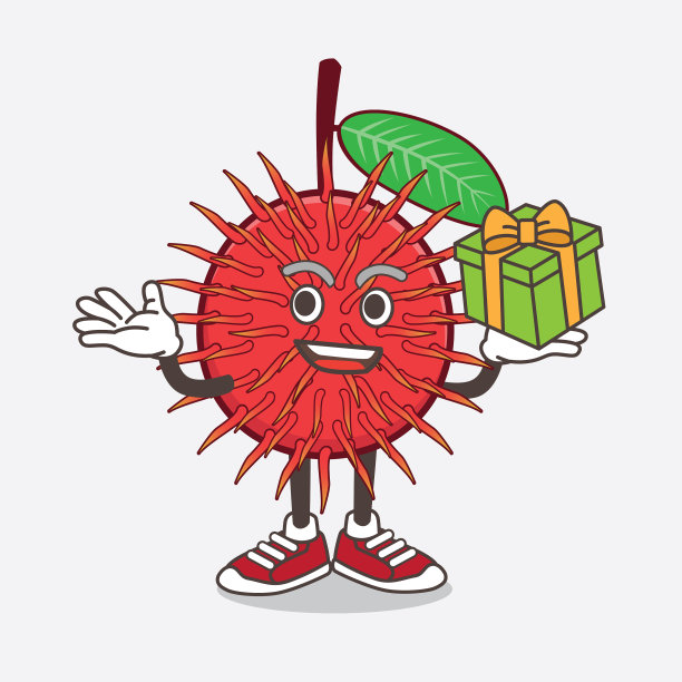 红毛丹水果卡通人物与吉祥物图片下载