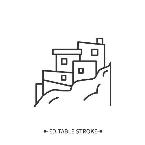 贫民窟行图标。可编辑的矢量图图片下载