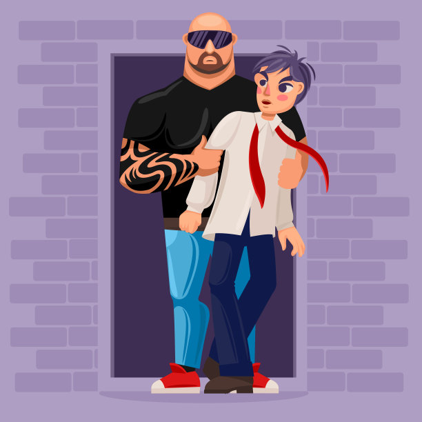 卡通色彩人物人物和安全麻烦制造者概念。向量图片下载