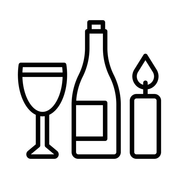 葡萄酒和蜡烛图标，感恩节相关矢量图片下载