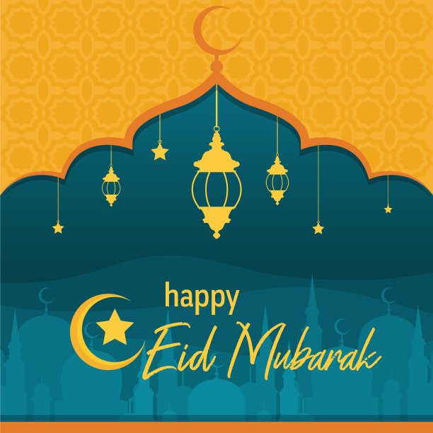 清真寺在沙漠与灯笼伊斯兰快乐图片下载