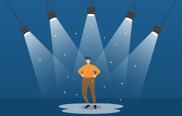 成功的商人自信的站在讲台下图片下载