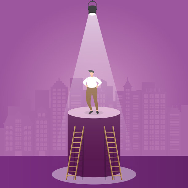 成功的商人自信的站在讲台下图片下载