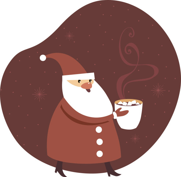 圣诞老人端着一大杯热红酒。季节性提供设计的咖啡馆或圣诞集市图片下载