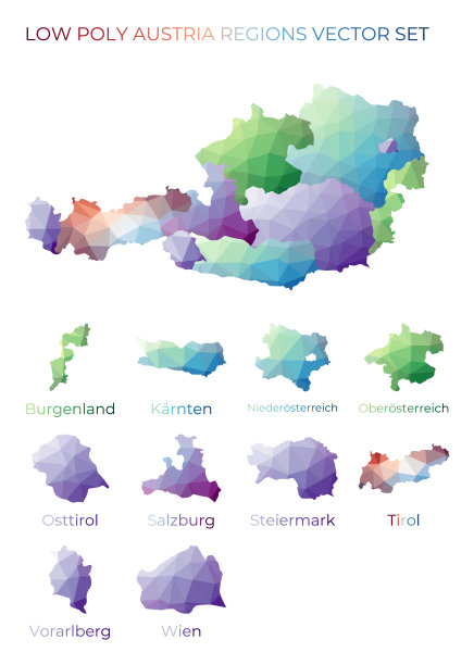 奥地利低多边形区域。图片下载