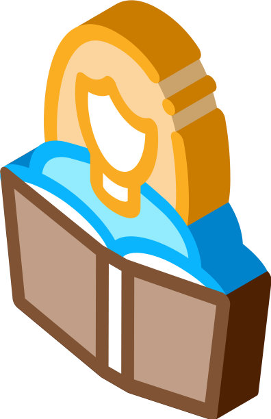 阅读女孩等距图标图片下载