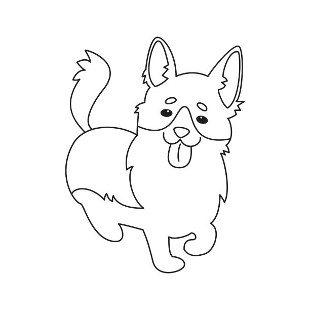 白色背景的卡通威尔士柯基。图片下载